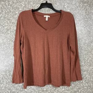Ambiance Apparel Women's Plus Size Rust Red V-Neck T-Shirt - Size 3X - Causal